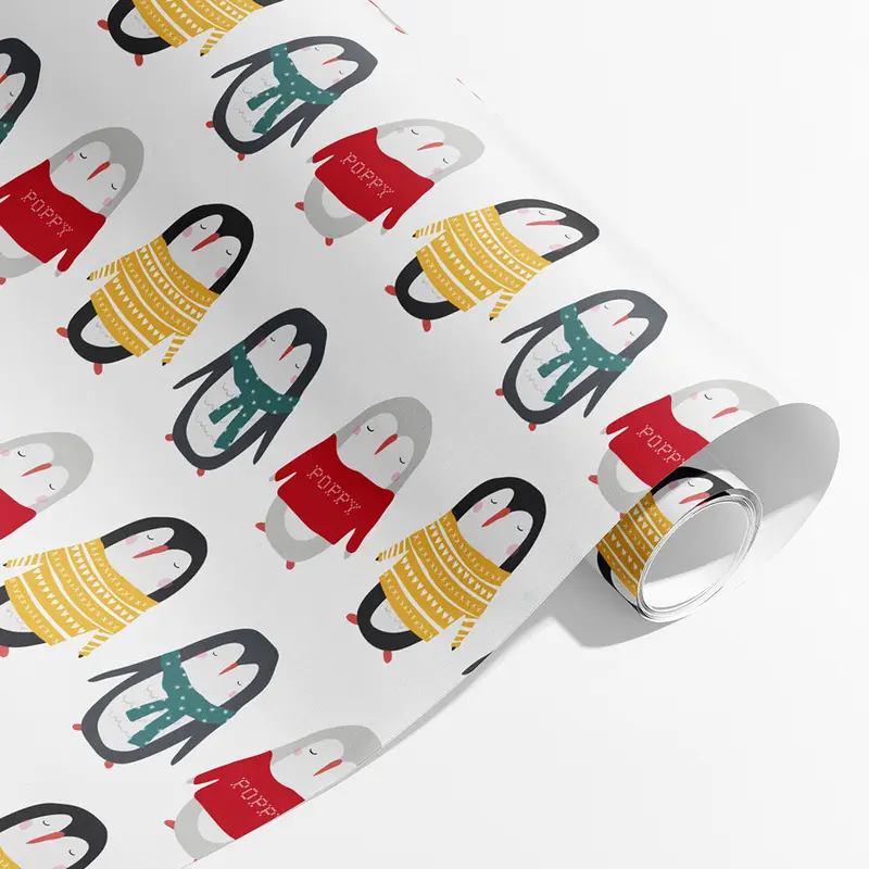 Penguins in Jumpers Personalised Wrap - Handmade Christmas Co